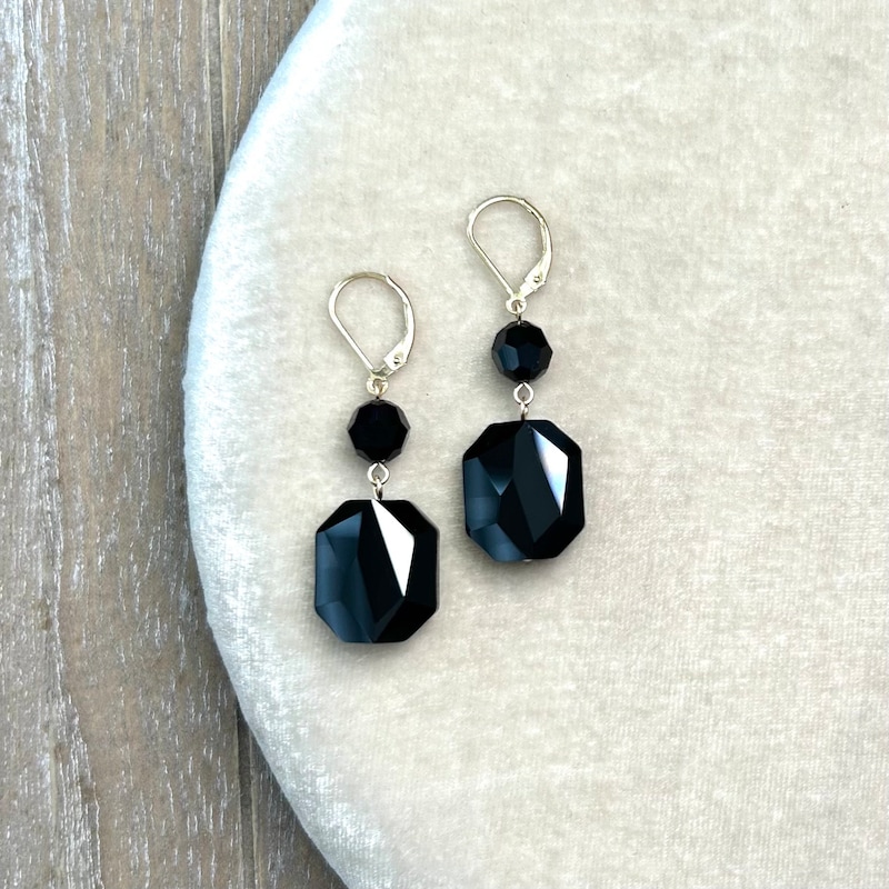 Crystal Drop Earrings Brass