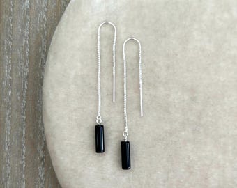 Sterling Silver and Black Onyx Threader Earrings