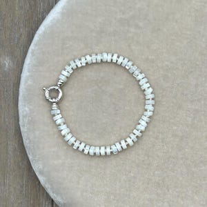 Mother of Pearl Hand Knotted Bracelet with Sterling Silver Spring Ring