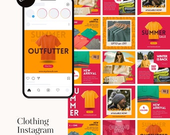 Clothing Brand Instagram Templates: Fashion Posts, Canva Editable (10 Pack)