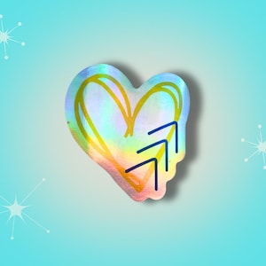 Down Syndrome Awareness Hologram Sticker: Heart with Arrows