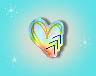 Down Syndrome Awareness Hologram Sticker: Heart with Arrows