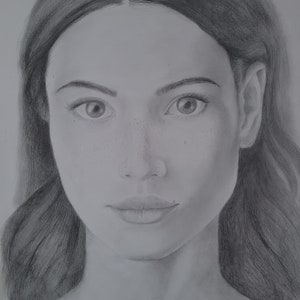 Giclée print of original pencil portrait drawing of a girl, realistic drawing, realistic portrait