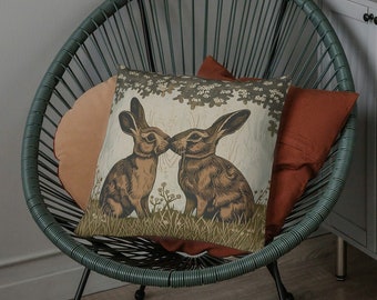 Love Bunnies Vintage inspiriertes Kunstleder Dekokissen