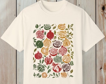 Pomegranates Block Print Unisex Comfort Colors T-shirt | Fruit Print Shirt