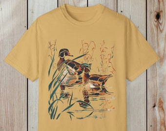 Wood Ducks on the Water Unisex Comfort Colors Shirt | Bird Watcher Gift | Nature Lover Tee | Wildlife T-Shirt | Birding T- Shirt | Bird Tee
