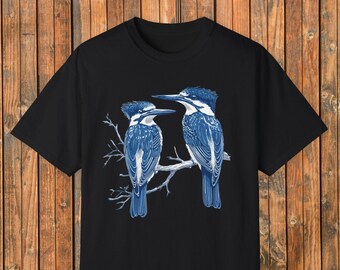 Camiseta unisex Comfort Colors con estampado de martín pescador con cinturón / Camiseta para observadores de aves