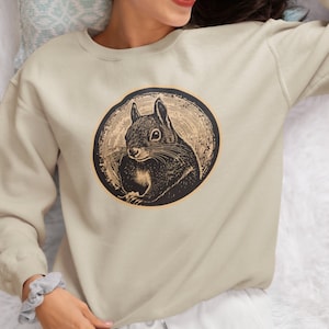 Black Squirrel Block Print Gildan Crewneck Sweatshirt