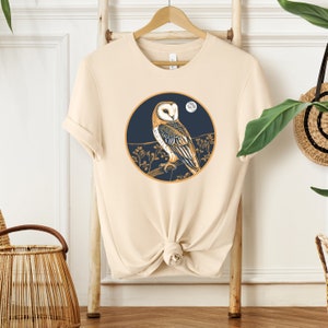 Celestial Barn Owl T-Shirt, Unisex Bella & Canvas T-Shirt | Birder Shirt