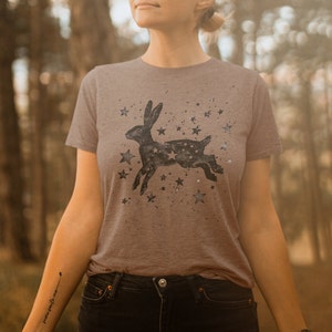 Starry Rabbit T Shirt | Bunny Tee | Animal Lover T-Shirt | Bunny Rabbit Shirt | Celestial Hare Forestcore Shirt | Unisex T-Shirt