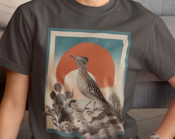 Retro Roadrunner Comfort Colors Cotton Tee: Desert Bird Lover Unisex T-Shirt