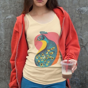 Psychedelic Peacock 1960&#39;s Inspired Vintage Unisex Comfort Colors Garment-Dyed Tank Top | Nature Lover Gift | Bird Tank Top | Retro Shirt