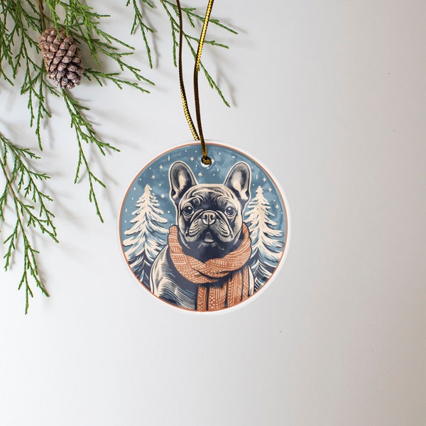 Sweet little Frenchie, French Bulldog Ceramic Christmas Ornament | Frenchie Gift | French Bulldog