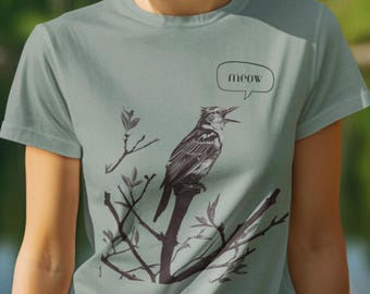 Catbird Meow Unisex Comfort Colors T-shirt | Bird Watcher Tee Shirt | Nature Lover Gift | Birding Tshirt | Wildlife Tee | Catbird Shirt