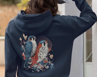 Vibrant Kestrels Bird Print Hooded Sweatshirt | Pullover Hoodie