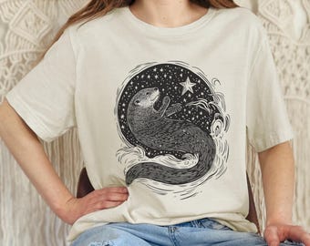 Space Otter Bella Canvas T-Shirt: Celestial Block Print Tee