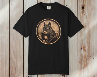 Woodland Squirrel Comfort Colors Cotton T-Shirt,  Vintage Aesthetic Forest Animal Tee