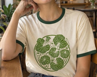 Art Nouveau Nasturtium Leaves Tee | Oversized Unisex ringer t-shirt *Runs Large*