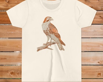 T-shirt voor jongeren met illustratie van een roodstaartbuizerd | Unisex Bella & Canvas T-shirt