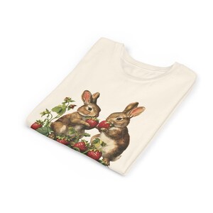 Sweet Vintage Bunnies & Strawberries Youth Tee | Cute Animal Kids Shirt image 6