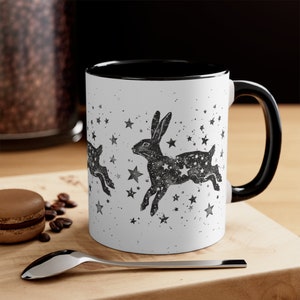 Starry Rabbit Coffee Mug, 11oz | Bunny Mug | Celestial Mug | Rabbit Gift | Animal Lover Mug