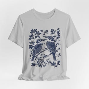 T-shirt met ijsvogels en blokprint: cadeau voor vogelaar Solid Athletic Grey