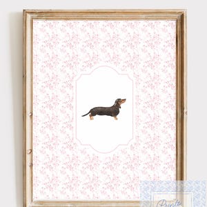 Pink Dachshund Art Print, Chinoiserie Dog, Pink Toile Art, Grand Millennial Prints, Pink Dog Nursery Art, Dachshund Gift, Dog Mom Gift
