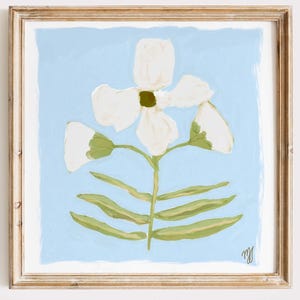 Blue and White Floral Wall Art, Grandmillennial Style Print, Abstract Flower Painting Print, Soft Botanical Art, Preppy Cottagecore Decor
