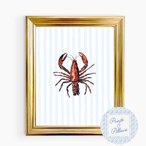 Lobster Art Print, Coastal Nursery Prints, Maine Art Print, Coastal Watercolor Art, East Coast Art, Coastal GrandDaughter, Red Lobster Print