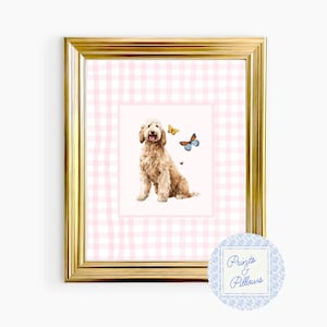 Golden Doodle Art Print, grand millennial art, Preppy Dog Print, Dog Mom Gift, Doodle Nursery Print, Golden Doodle Gifts
