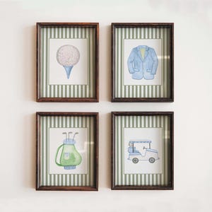 Golf Nursery Wall Art for Boys, Preppy Baby Boy Room Decor, Golf Themed Wall Prints, Boy Nursery Golf Decor Set, Blue Green Golf Art Print