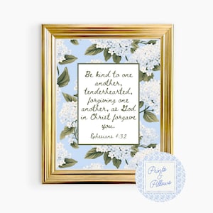 Floral Christian Wall Art, Hydrangea Wall Art, Grand Millennial Decor, Bible Verse Art, Christian Gifts, Scripture Wall Art, Mother Day Gift