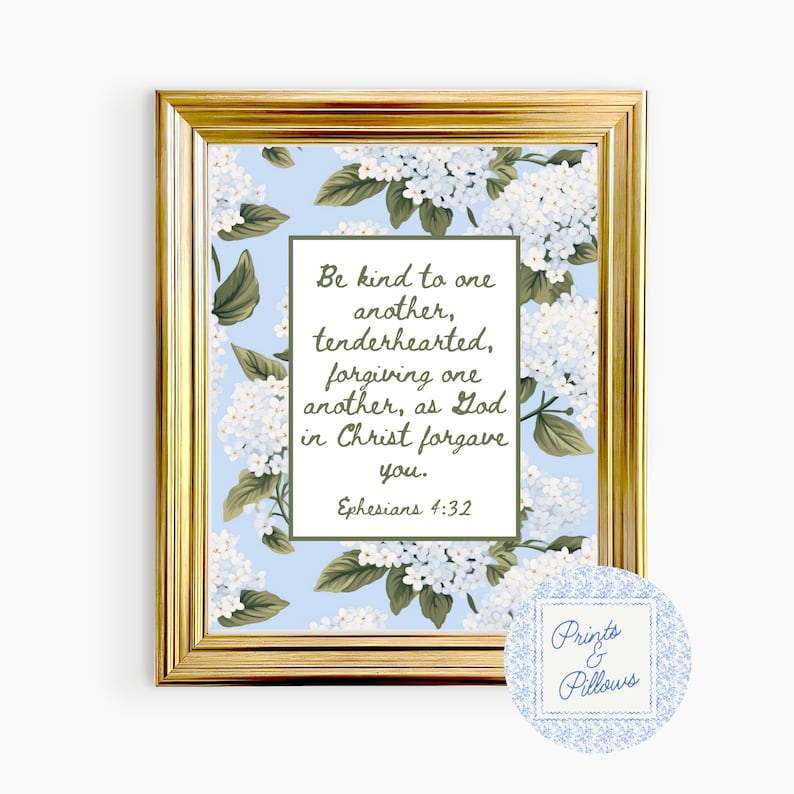 Floral Christian Wall Art, Hydrangea Wall Art, Grand Millennial Decor, Bible Verse Art, Christian Gifts, Scripture Wall Art, Mother Day Gift