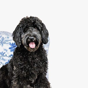 Black Doodle Art Print, Chinoiserie Dog, Preppy Dog Print,  Black Doodle art, Doodle Gift, Dog Mom Gift, Doodle Nursery Print, Dog Portrait