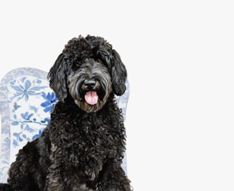 Black Doodle Art Print, Chinoiserie Dog, Preppy Dog Print,  Black Doodle art, Doodle Gift, Dog Mom Gift, Doodle Nursery Print, Dog Portrait