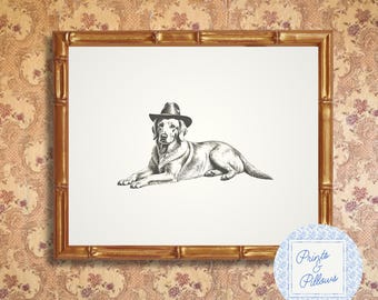 Golden Retriever Cowboy Dog Art, Retriever Nursery Print, Cowboy Dog Art, Wild West Nursery, Dog Mom Gifts, Retriever Lover Art