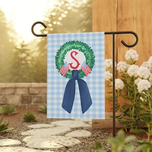 Outdoor Flag, Fourth of July Garden Flag, Patriotic Red White Blue House Banner, Monogrammed Yard Flag, Summer Outdoor Decor, Custom Garden