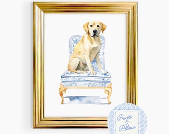 Yellow Lab Art Print: Chinoiserie Dog Portrait