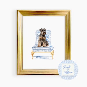 Schnauzer Art Print Gifts, Dog Watercolor Art, Schnauzer Mom Gift, Dog Mom Gifts, Chinoiserie Dog