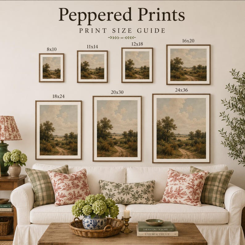 Vintage Blue Toile Landscape Art Print, Antique European Countryside Wall Decor, Grandmillennial French Country Art image 5