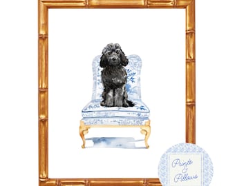 Cockapoo Art Print, Chinoiserie Dog, Preppy Dog Prints, Dog Mom Gift, Cockapoo Lover Art, Dog Portrait, Cockapoo Gifts, Dog Nursery Prints