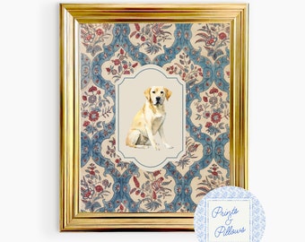 イエローラブラドールレトリバーのスケッチアートプリント