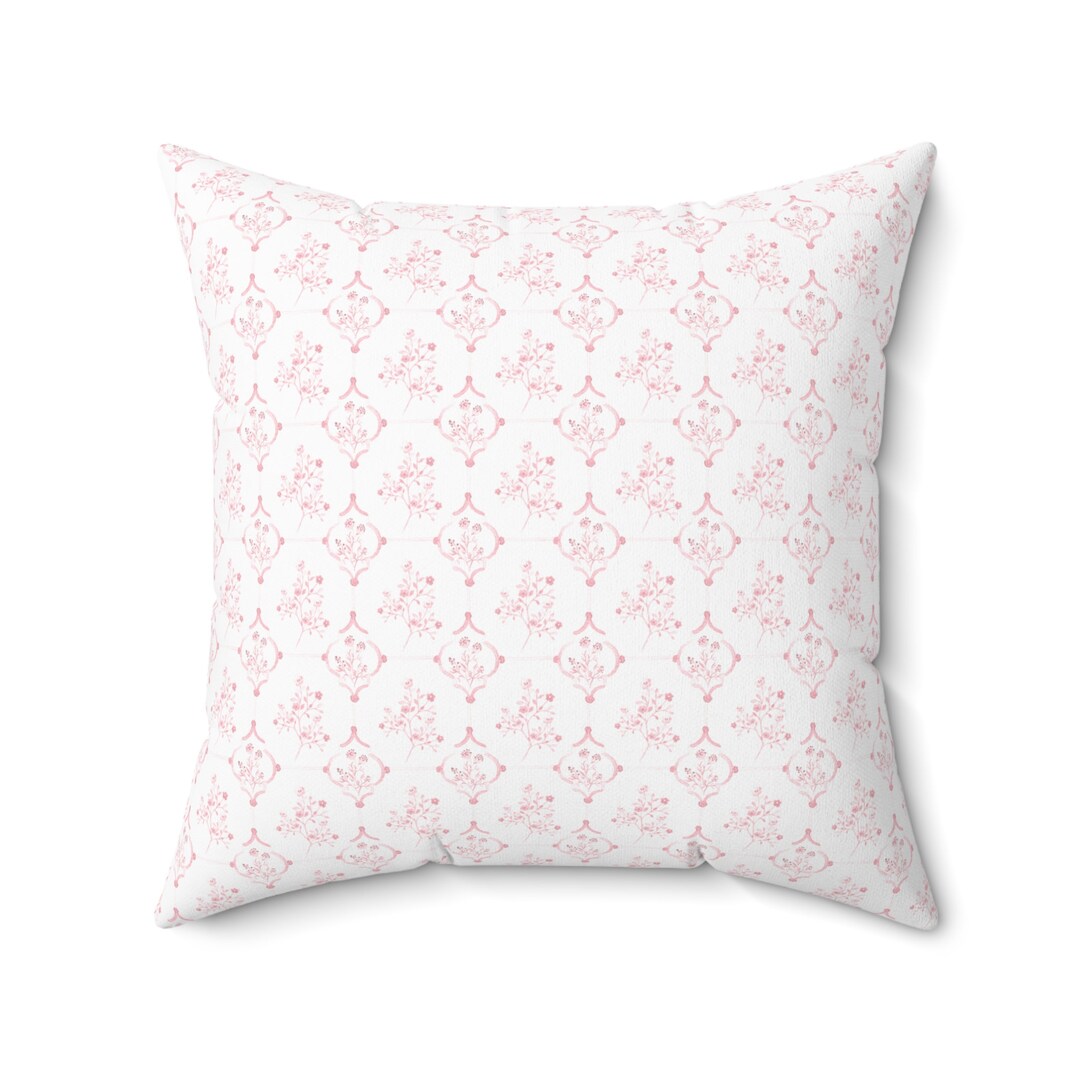 Pink Toile Pillow Cover, French Country Decor, Preppy Accent Pillow