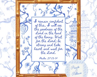 Chinoiserie Christian Wall Art, Hydrangea Wall Art, Grand Millennial Decor, Bible Verse Art, Christian Gifts, Scripture Wall Art