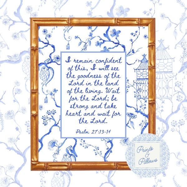 Chinoiserie Christian Wall Art, Hydrangea Wall Art, Grand Millennial Decor, Bible Verse Art, Christian Gifts, Scripture Wall Art