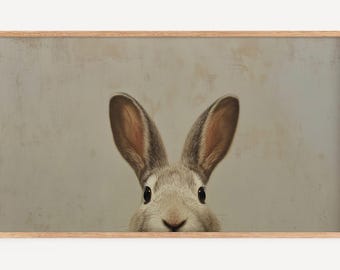 Vintage Easter Bunny Frame TV Art, Spring Rabbit Display for Samsung Screensaver, Cottagecore Seasonal Home Decor, Art Mode Digital Download