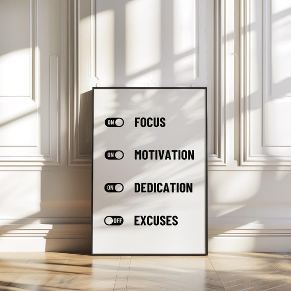 No Excuses Poster, Motivational Quote, Inspirational Quote, Success Poster, Mental Health, Gym Decor, Bodybuilding Art, Motivation Wall Art