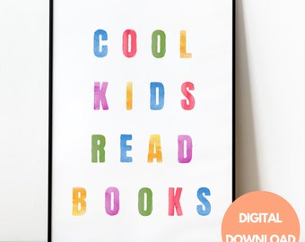 Coole Kinder lesen Bücher, Boho Klassenzimmer Dekor, lesen Zitat Zeichen, Spielzimmer Wand Dekor, Klassenzimmer Poster, Kinder Wand Dekoration, Lese Ecke, Kinder Kunst