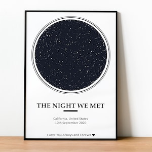 Mappa stellare digitale personalizzata, regalo di anniversario con data speciale, regalo di nozze, stampa del cielo notturno, poster della mappa stellare, costellazione, regalo personalizzato