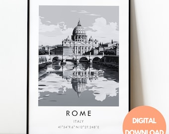 Rom Reise Poster, Italien Poster, Rom Reise Poster, Italien Poster, Rom Poster, Reisedrucke, Rom Poster, Rom Poster, Rom Wand Kunst, Rom Reise Poster